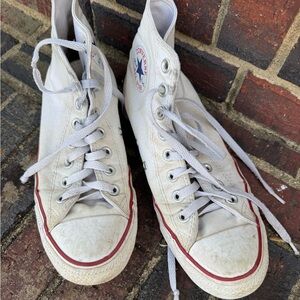 Converse White High-Top Sneakers, women’s sz10/ mens8